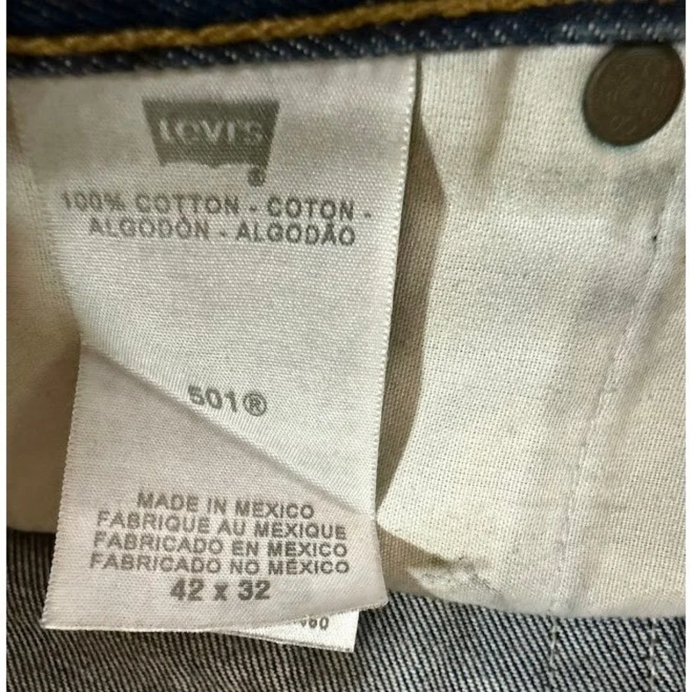 Levis‎ 501 Original Fit Jeans Mens 42x32 Medium Wash Blue Straight Leg Denim